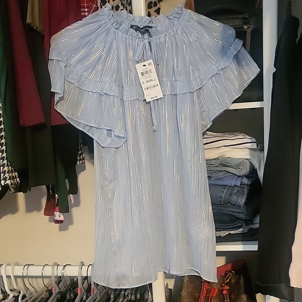 INC International Concepts Metallic Striped Blouse